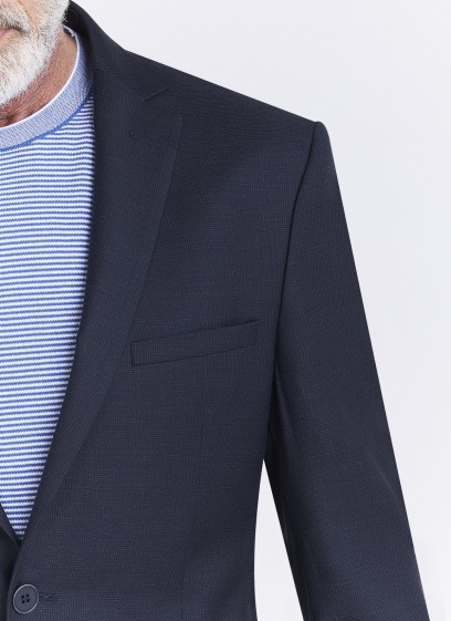 Veste Slim fit Emmanuelle Khanh_Bleu motif caviar_88 - Bleu marine