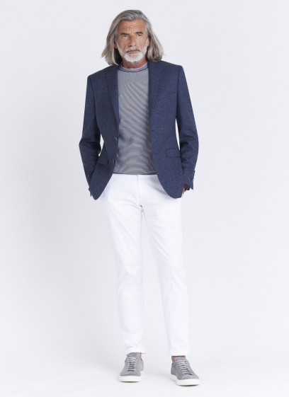 Veste Slim fit Emmanuelle Khanh _ Motif texturé bleu denim _ 84 - Bleu denim