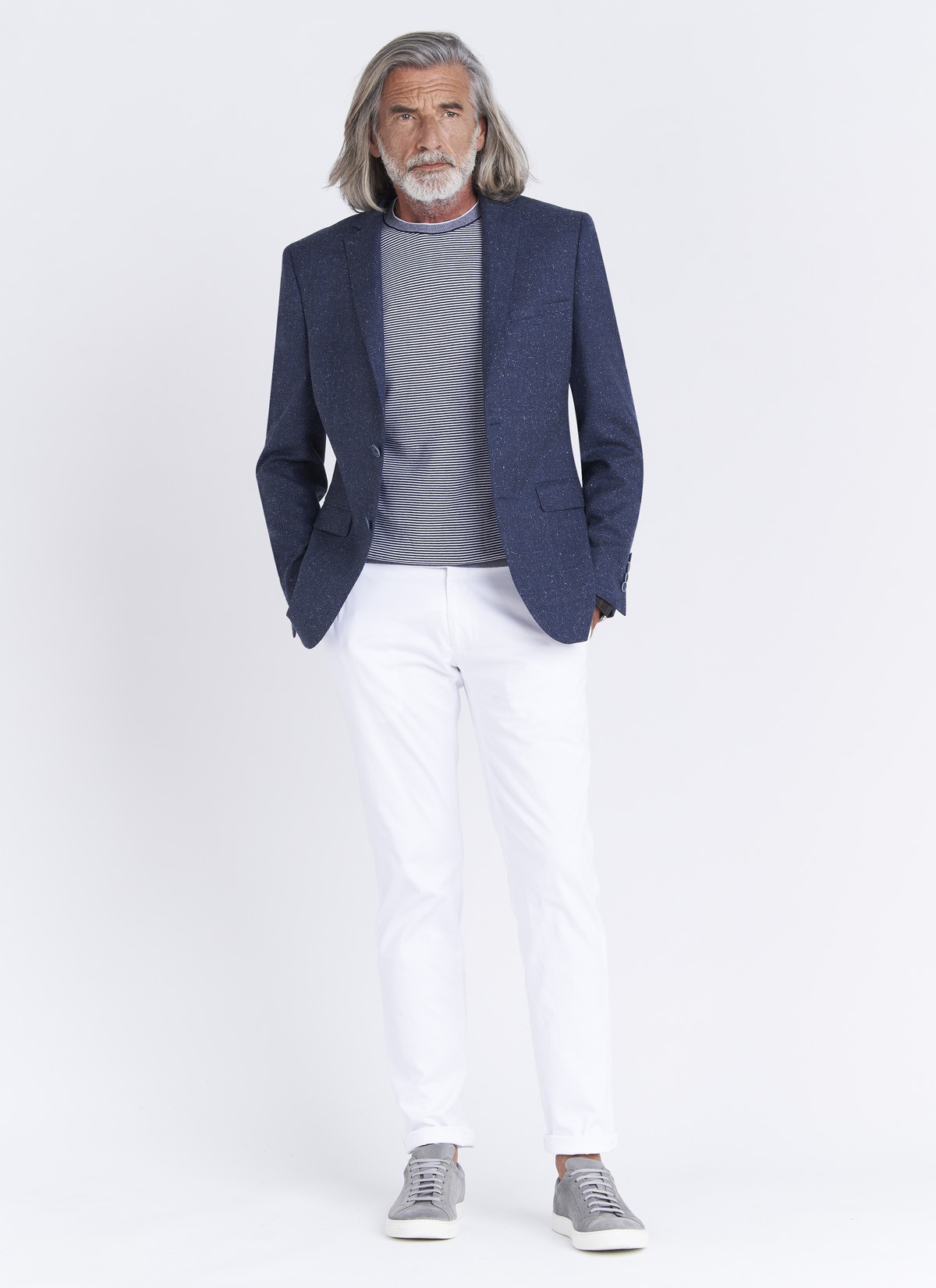 Veste Slim fit Emmanuelle Khanh _ Motif texturé bleu denim _ 84 - Bleu denim