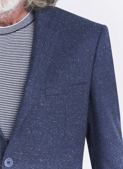 Veste Slim fit Emmanuelle Khanh _ Motif texturé bleu denim _ 84 - Bleu denim