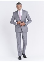 Costume regular fit Cloth Dormeuil_Gris perle à carreaux rose_21 - Gris perle