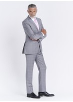 Costume regular fit Cloth Dormeuil_Gris perle à carreaux rose_21 - Gris perle