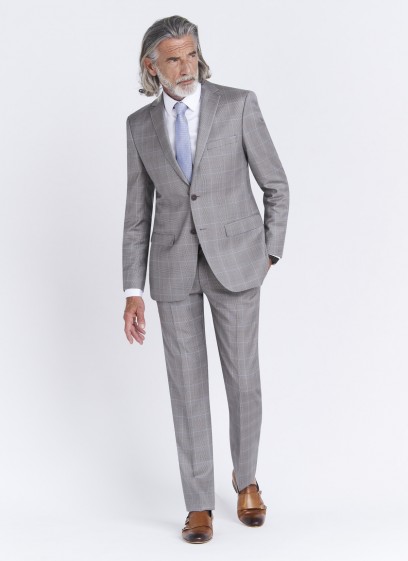 Costume regular fit Cloth Dormeuil_Gris perle à carreaux bleu_21 - Gris perle