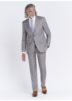 Costume regular fit Cloth Dormeuil_Gris perle à carreaux bleu_21 - Gris perle