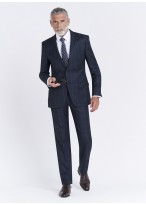 Costume regular fit Cloth Dormeuil_Bleu marine à carreaux blanc_88 - Bleu marine