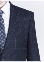 Costume regular fit Cloth Dormeuil_Bleu marine à carreaux blanc_88 - Bleu marine