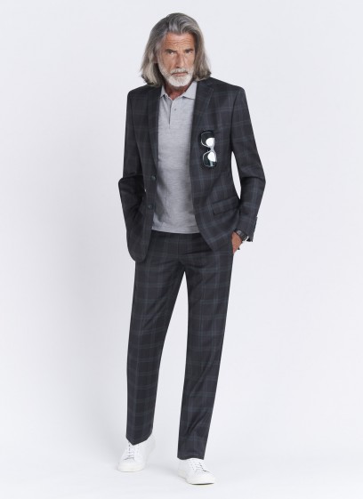 Costume regular fit Cloth Dormeuil_Gris anthracite à carreaux vert et gris_24 - Gris anthracite