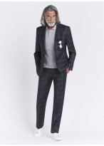 Costume regular fit Cloth Dormeuil_Gris anthracite à carreaux vert et gris_24 - Gris anthracite