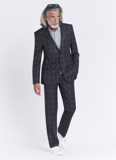 Costume regular fit Cloth Dormeuil_Gris anthracite à carreaux vert et gris_24 - Gris anthracite