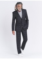Costume regular fit Cloth Dormeuil_Gris anthracite à carreaux vert et gris_24 - Gris anthracite