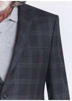 Costume regular fit Cloth Dormeuil_Gris anthracite à carreaux vert et gris_24 - Gris anthracite