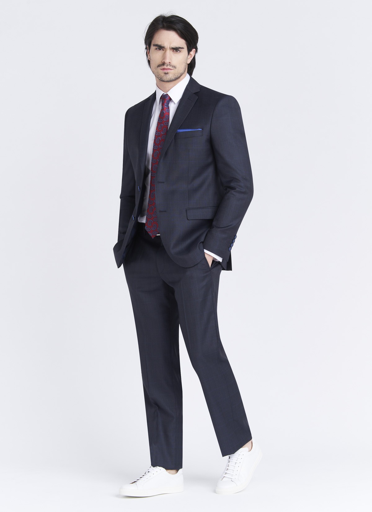 Costume regular fit Cloth Dormeuil_Bleu marine à carreaux_88 - Bleu marine