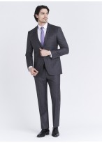 Costume regular fit Cloth Dormeuil_Gris foncé à carreaux violet_23 - Gris foncé