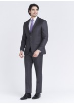 Costume regular fit Cloth Dormeuil_Gris foncé à carreaux violet_23 - Gris foncé