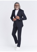 Costume slim fit Emmanuelle Khanh _ Bleu marine à rayures blanches _ 88 - Bleu marine
