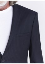 Costume slim fit Emmanuelle Khanh _ Bleu marine à rayures blanches _ 88 - Bleu marine