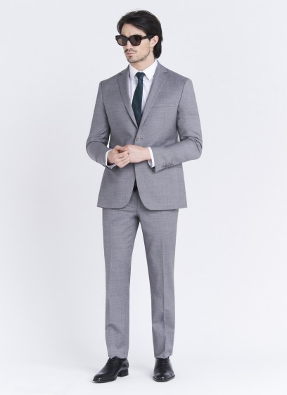 Costume slim fit Emmanuelle Khanh _ Faux uni gris perle _ 21 - Gris perle