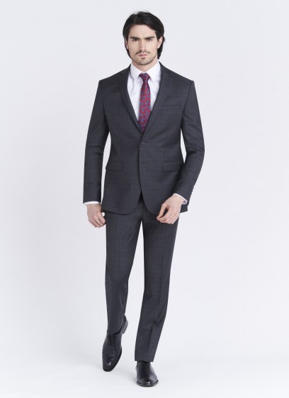Costume slim fit Emmanuelle Khanh _ Gris anthracite à carreaux _ 24 - Gris anthracite