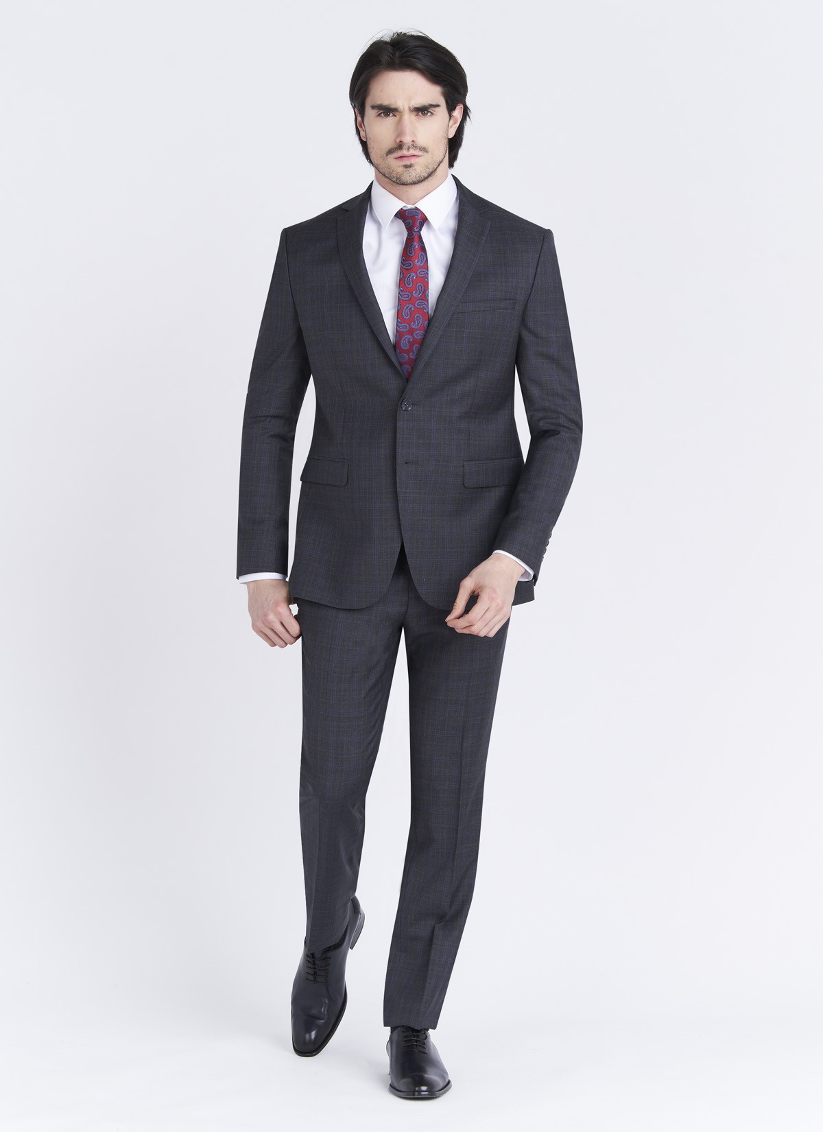 Costume slim fit Emmanuelle Khanh _ Gris anthracite à carreaux _ 24 - Gris anthracite