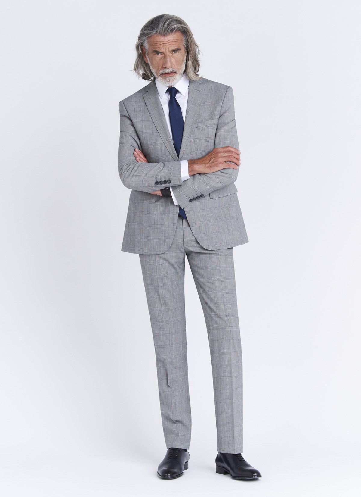Costume slim fit Emmanuelle Khanh _ Gris perle à carreaux _ 21 - Gris perle
