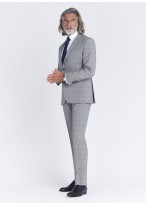 Costume slim fit Emmanuelle Khanh _ Gris perle à carreaux _ 21 - Gris perle