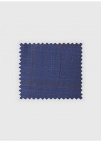 Costume Slim fit Lanificio F.LLI Cerruti DAL 1881_Bleu denim à carreaux bordeau_84 - Bleu denim