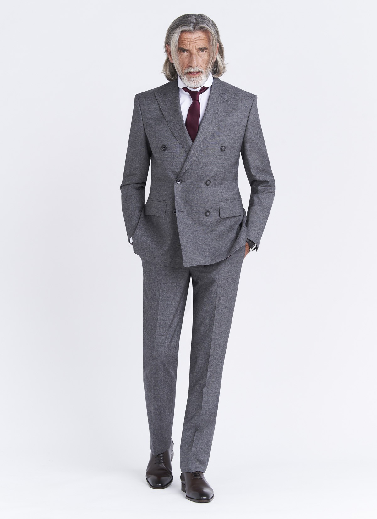 Costume croisé semi-slim fit Emmanuelle Khanh _ Faux uni gris foncé _ 23 - Gris foncé