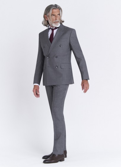 Costume croisé semi-slim fit Emmanuelle Khanh _ Faux uni gris foncé _ 23 - Gris foncé
