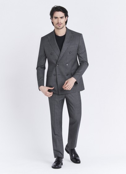 Costume croisé semi-slim fit Emmanuelle Khanh _ Motif pied-de-poule gris foncé _ 23 - Gris foncé