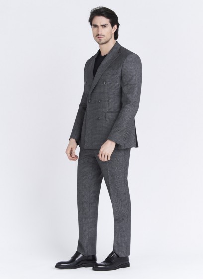 Costume croisé semi-slim fit Emmanuelle Khanh _ Motif pied-de-poule gris foncé _ 23 - Gris foncé