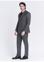 Costume croisé semi-slim fit Emmanuelle Khanh _ Motif pied-de-poule gris foncé _ 23 - Gris foncé