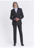 Costume croisé semi-slim fit Emmanuelle Khanh _ Faux uni gris anthracite _ 24 - Gris anthracite