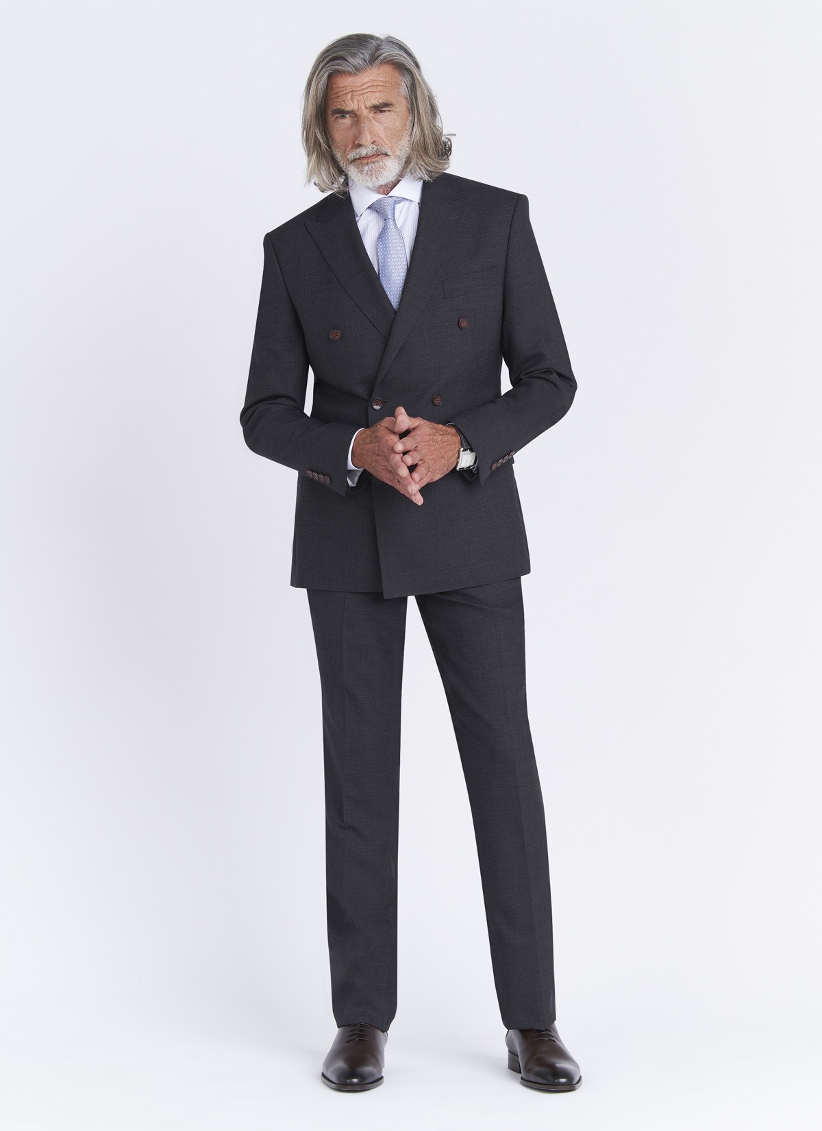 Costume croisé semi-slim fit Emmanuelle Khanh _ Faux uni gris anthracite _ 24 - Gris anthracite