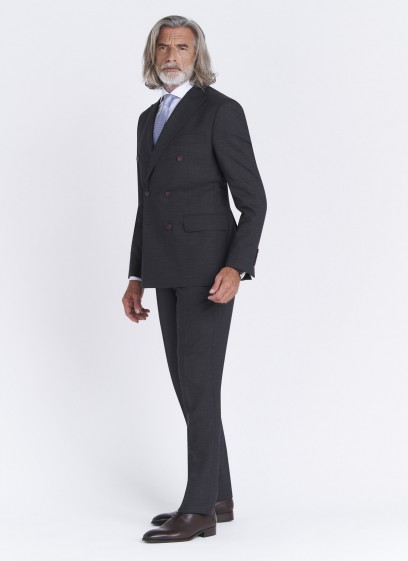 Costume croisé semi-slim fit Emmanuelle Khanh _ Faux uni gris anthracite _ 24 - Gris anthracite