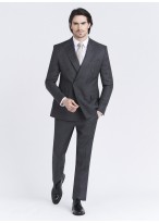 Costume croisé semi-slim fit Emmanuelle Khanh _ Gris foncé à carreaux _ 23 - Gris foncé