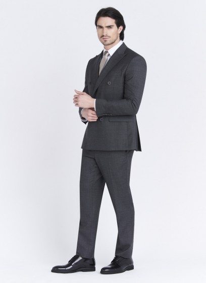 Costume croisé semi-slim fit Emmanuelle Khanh _ Gris foncé à carreaux _ 23 - Gris foncé