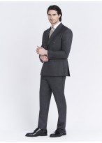 Costume croisé semi-slim fit Emmanuelle Khanh _ Gris foncé à carreaux _ 23 - Gris foncé