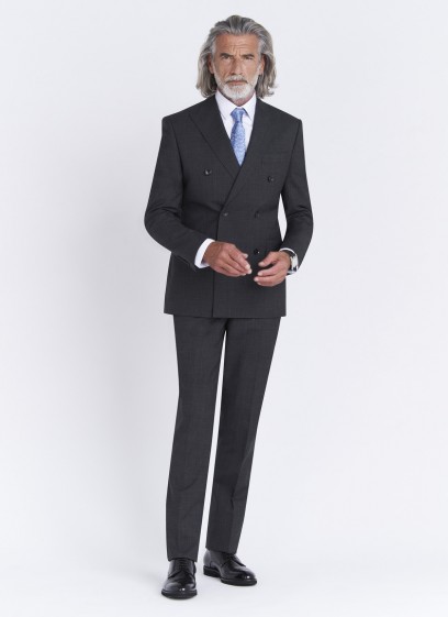 Costume croisé semi-slim fit Emmanuelle Khanh _ Faux uni gris anthracite _ 24 - Gris anthracite