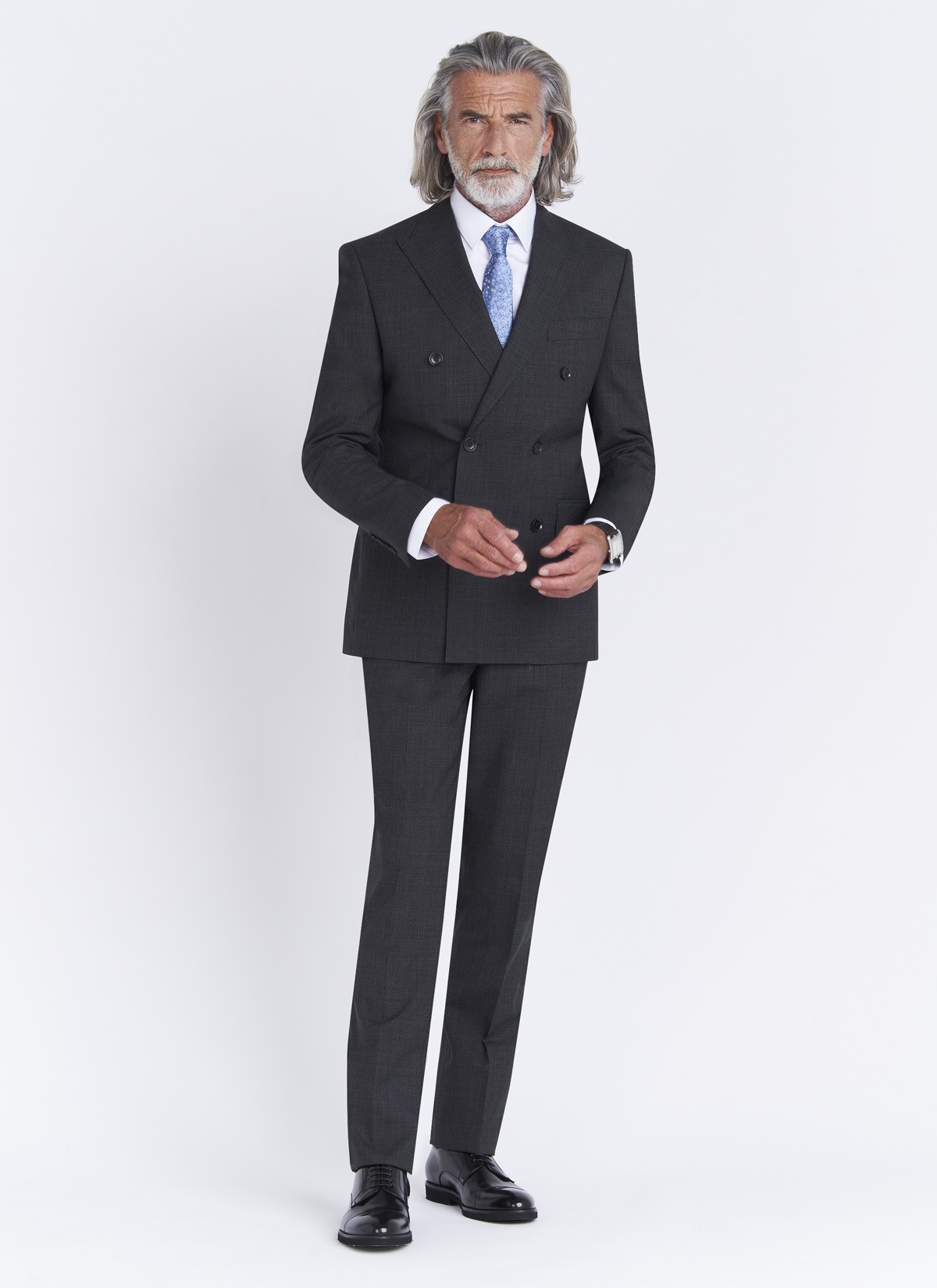 Costume croisé semi-slim fit Emmanuelle Khanh _ Faux uni gris anthracite _ 24 - Gris anthracite