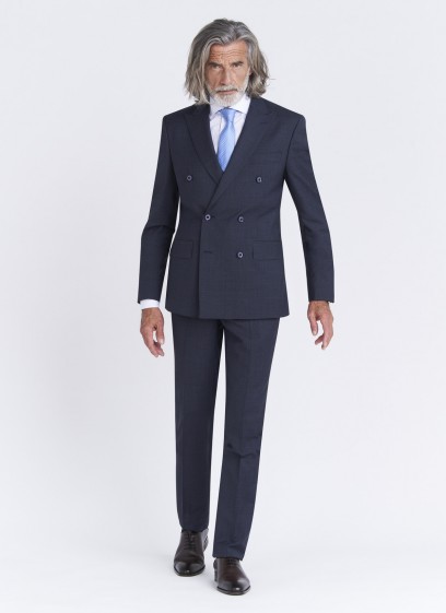 Costume croisé semi-slim fit Emmanuelle Khanh _ Faux uni bleu marine _ 88 - Bleu marine