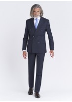 Costume croisé semi-slim fit Emmanuelle Khanh _ Faux uni bleu marine _ 88 - Bleu marine