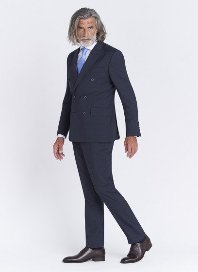 Costume croisé semi-slim fit Emmanuelle Khanh _ Faux uni bleu marine _ 88 - Bleu marine
