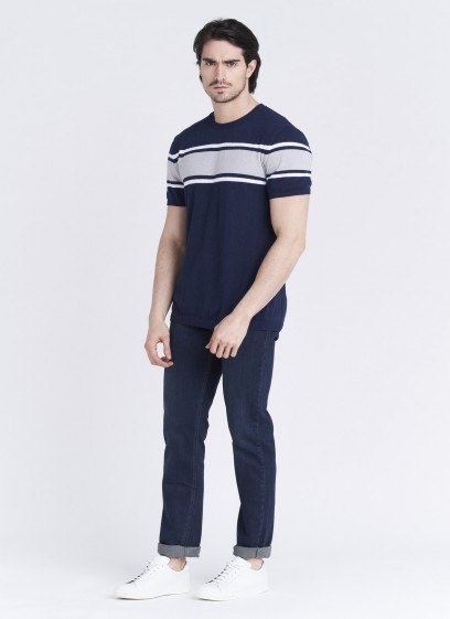 Short-sleeved knitted cotton sweater by Emmanuelle Khanh