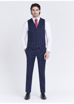 Costume Regular fit Lanificio F.LLI Cerruti DAL 1881_bleu nuit à carreaux_89 - Bleu nuit
