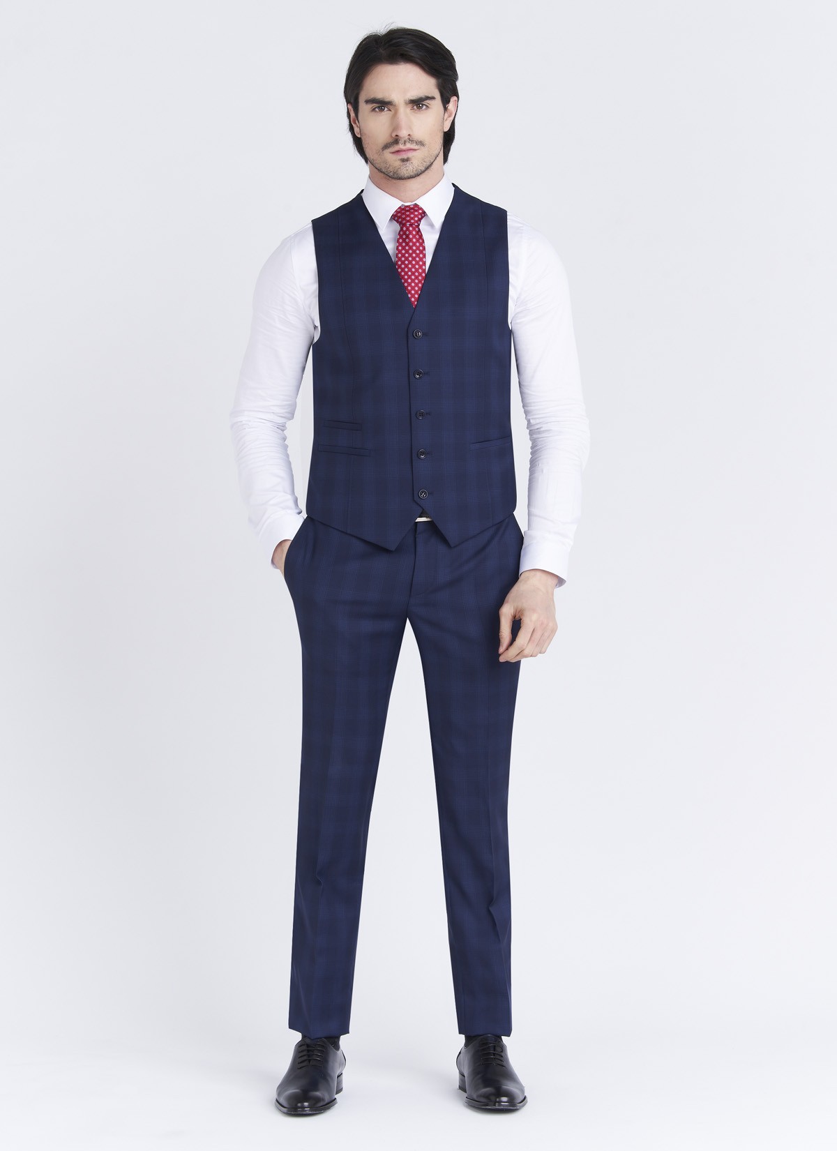 Costume Regular fit Lanificio F.LLI Cerruti DAL 1881_bleu nuit à carreaux_89 - Bleu nuit