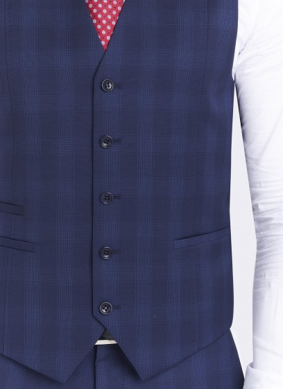 Costume Regular fit Lanificio F.LLI Cerruti DAL 1881_bleu nuit à carreaux_89 - Bleu nuit