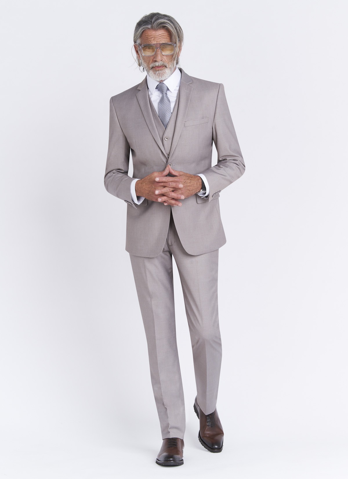 Costume slim fit Sevenson _ uni grège _ 30 - Grège