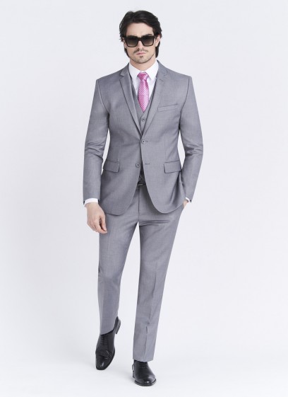 Costume slim fit Sevenson _ uni gris moyen _ 22 - Gris moyen