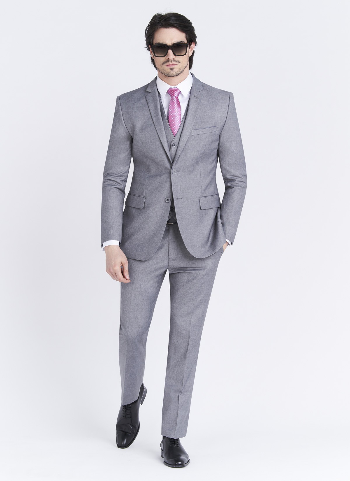 Costume slim fit Sevenson _ uni gris moyen _ 22 - Gris moyen
