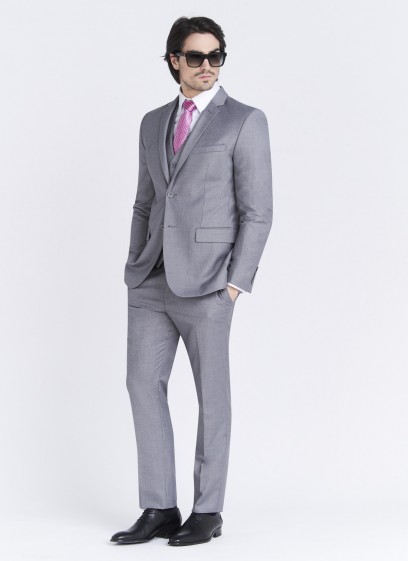 Costume slim fit Sevenson _ uni gris moyen _ 22 - Gris moyen